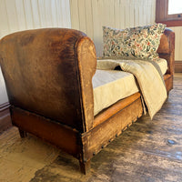 Vintage French leather day bed