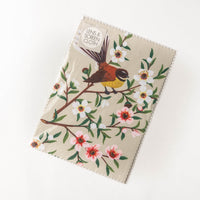 Lens cloth - fantail & clematis