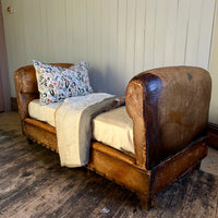 Vintage French leather day bed