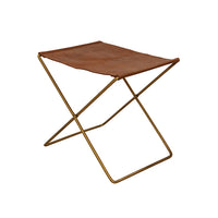 Folding leather stool - tan