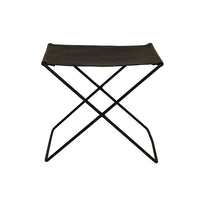 Folding leather stool - black