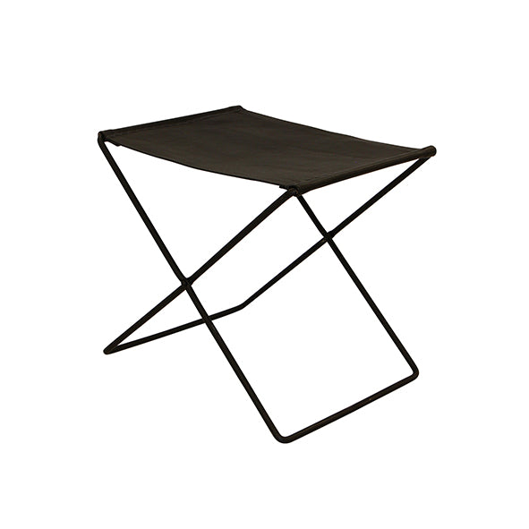 Folding leather stool - black