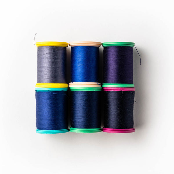 Sewing thread - navy and inky purple shades