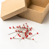 Pins - glass head - red