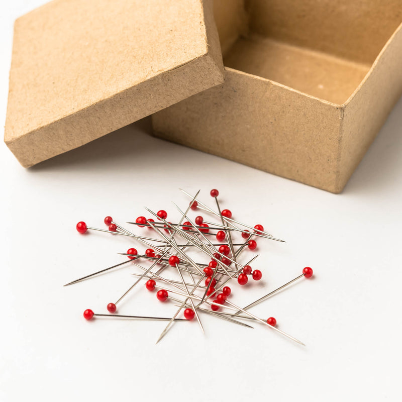 Pins - glass head - red