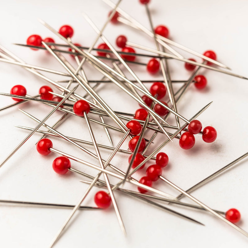 Pins - glass head - red