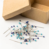 Pins - glass head - blue