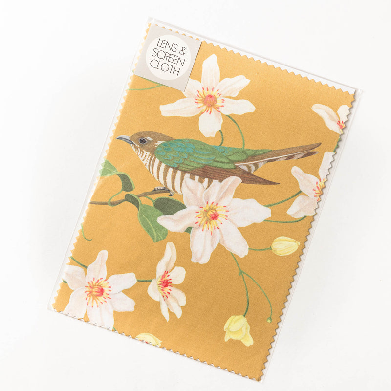 Lens cloth - shining cuckoo & clematis